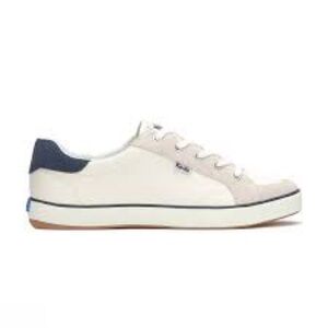 Keds 6.5 Women's Center III Leather Suede Lace Up sneakers shoes white tan navy